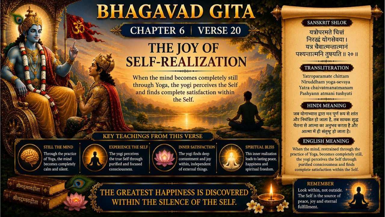 Bhagavad Gita Chapter 6 Verse 20 Meaning in Hindi & English