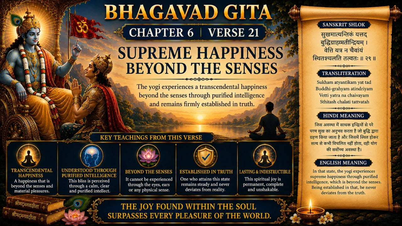 -Bhagavad Gita Chapter 6 Verse 21 Meaning in Hindi & English