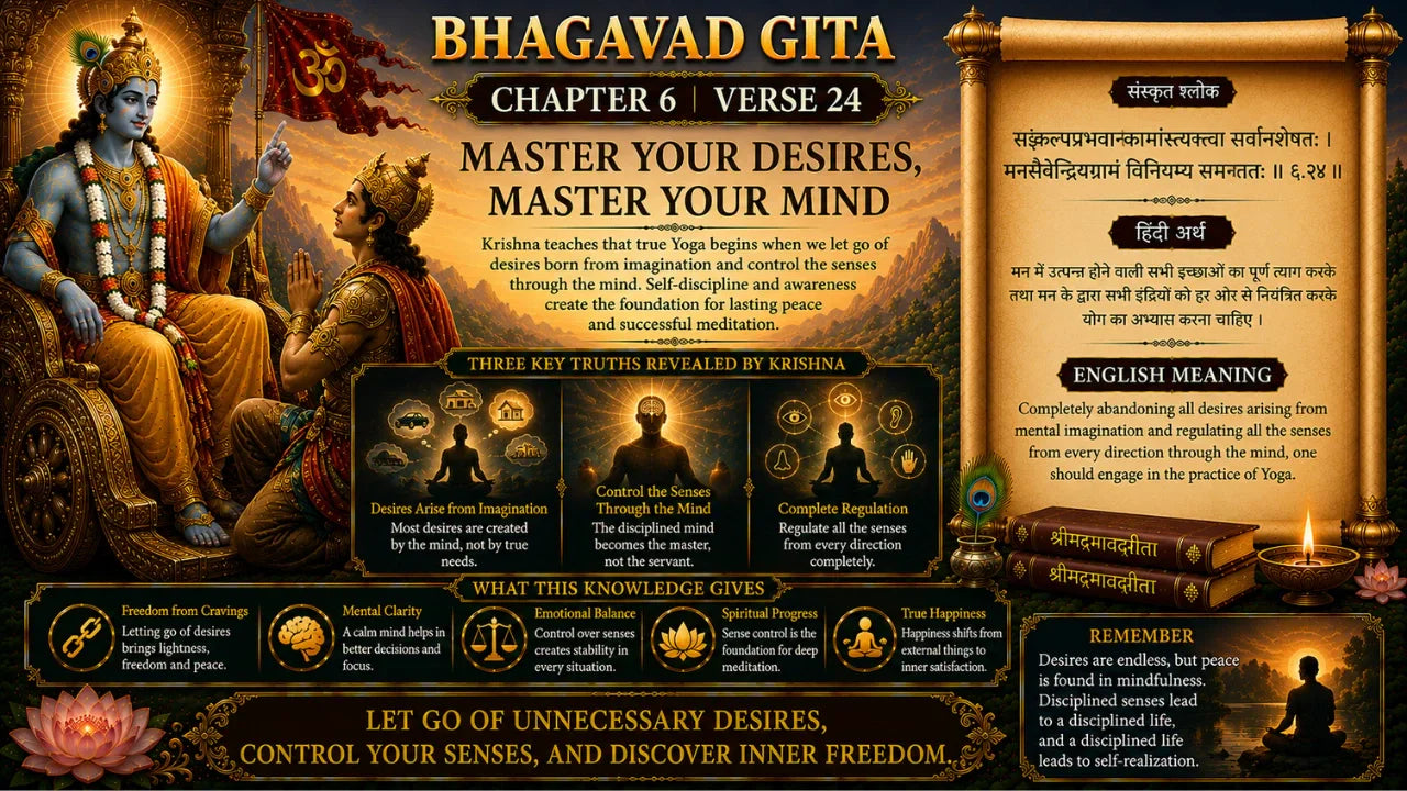 Bhagavad Gita Chapter 6 Verse 24 Meaning in Hindi & English