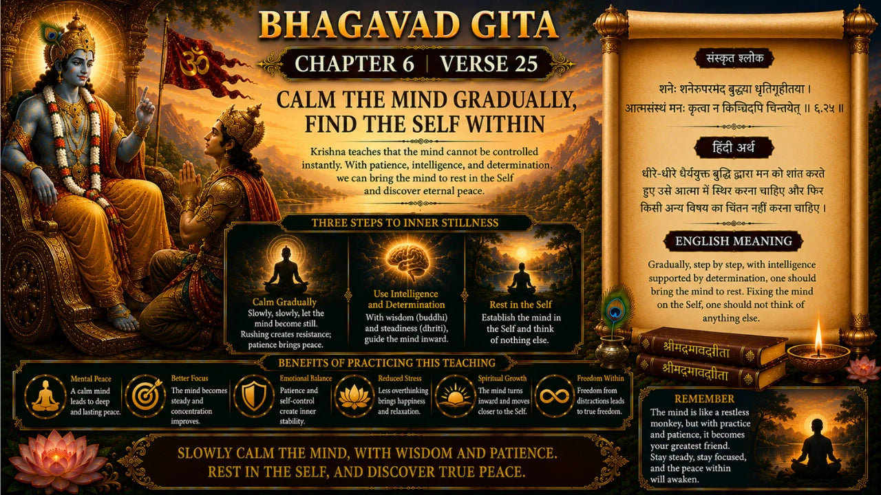 Bhagavad Gita Chapter 6 Verse 25 Meaning in Hindi & English