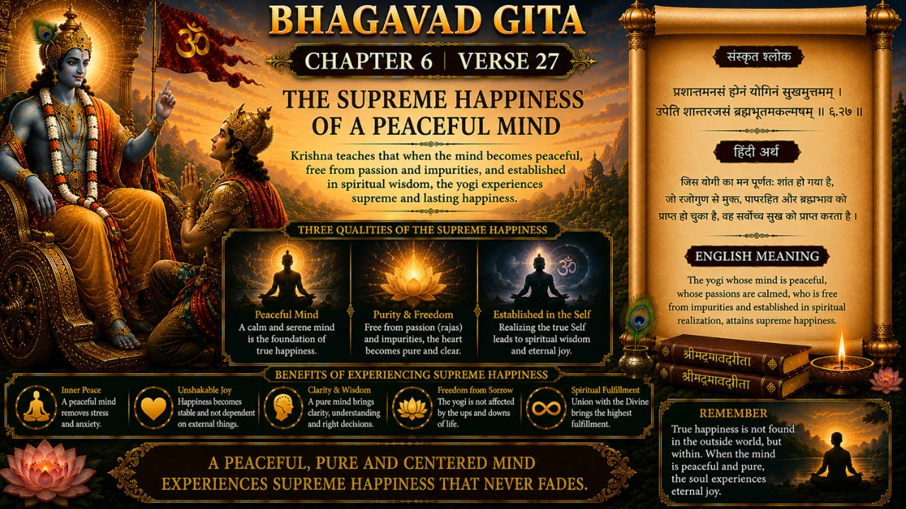 Bhagavad Gita Chapter 6 Verse 27 Meaning in Hindi & English