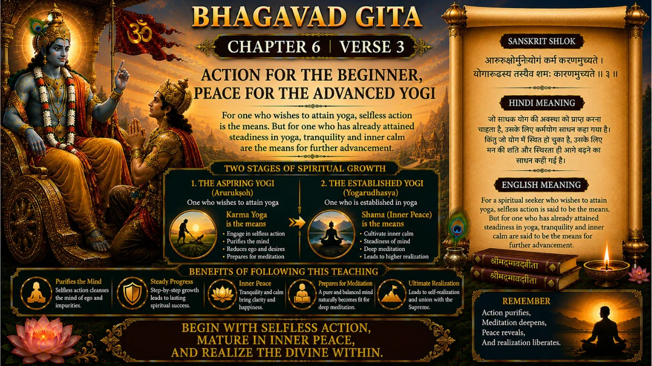 Bhagavad Gita Chapter 6 Verse 3 Meaning in Hindi & English