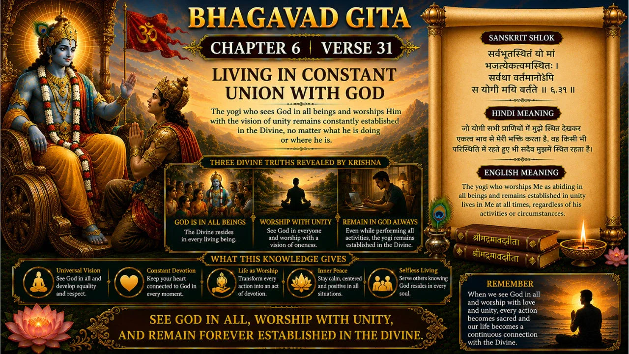 Bhagavad Gita Chapter 6 Verse 31 Meaning in Hindi & English