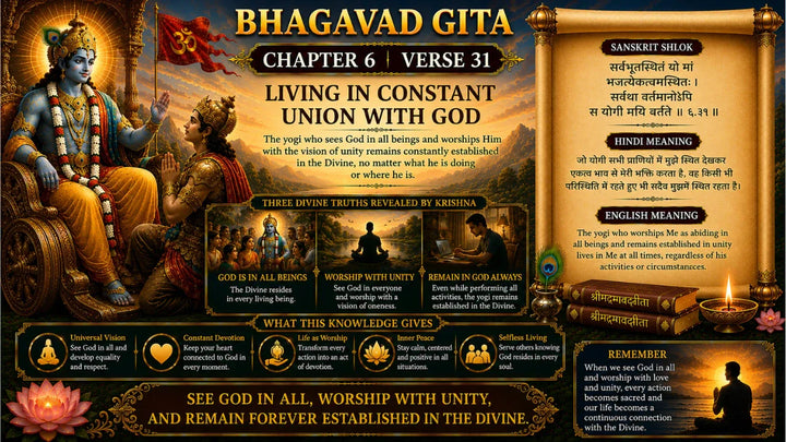 Bhagavad Gita Chapter 6 Verse 31 Meaning in Hindi & English