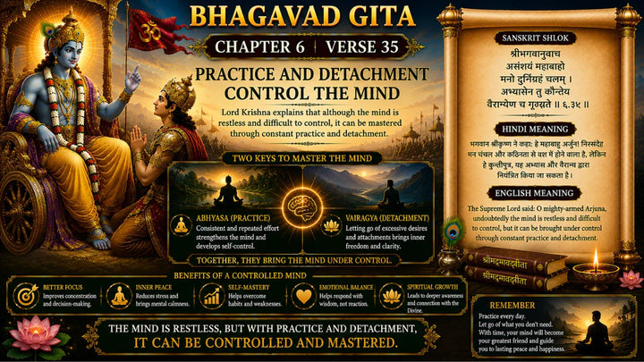 Bhagavad Gita Chapter 6 Verse 35 Meaning in Hindi & English