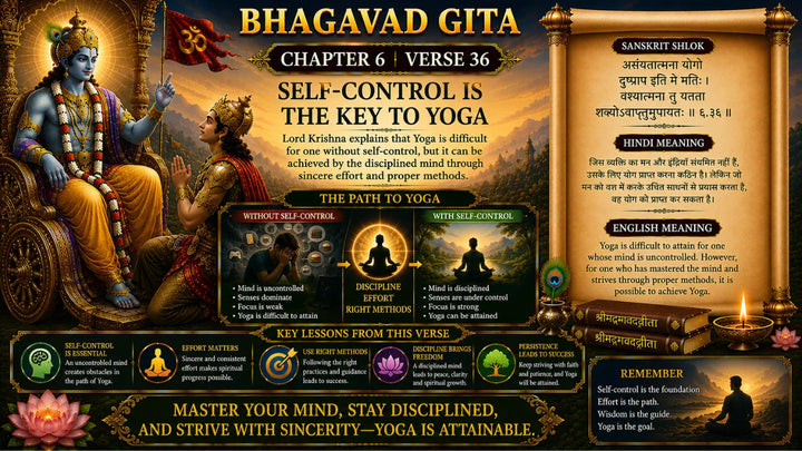 Bhagavad Gita Chapter 6 Verse 36 Meaning in Hindi & English