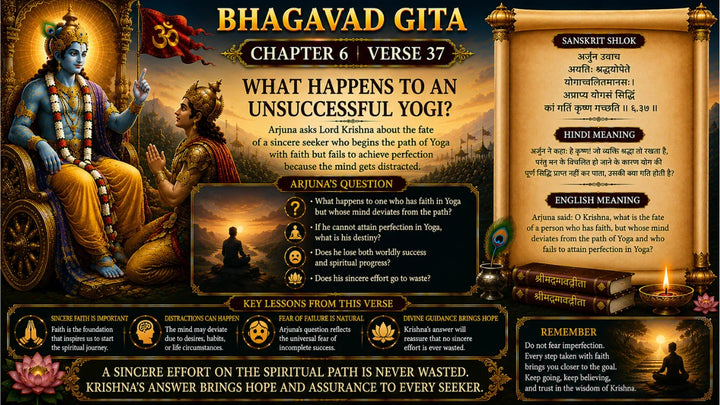 Bhagavad Gita Chapter 6 Verse 37 Meaning in Hindi & English