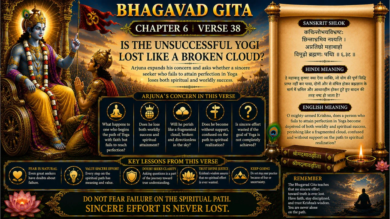 Bhagavad Gita Chapter 6 Verse 38 Meaning in Hindi & English
