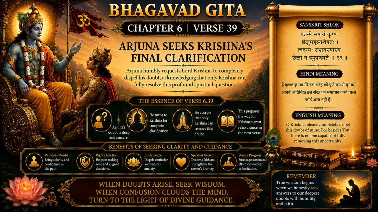 Bhagavad Gita Chapter 6 Verse 39 Meaning in Hindi & English