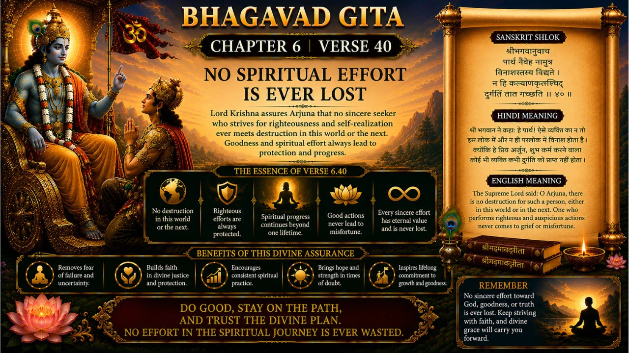 Bhagavad Gita Chapter 6 Verse 40 Meaning in Hindi & English