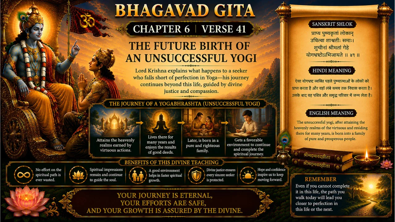 Bhagavad Gita Chapter 6 Verse 41 Meaning in Hindi & English