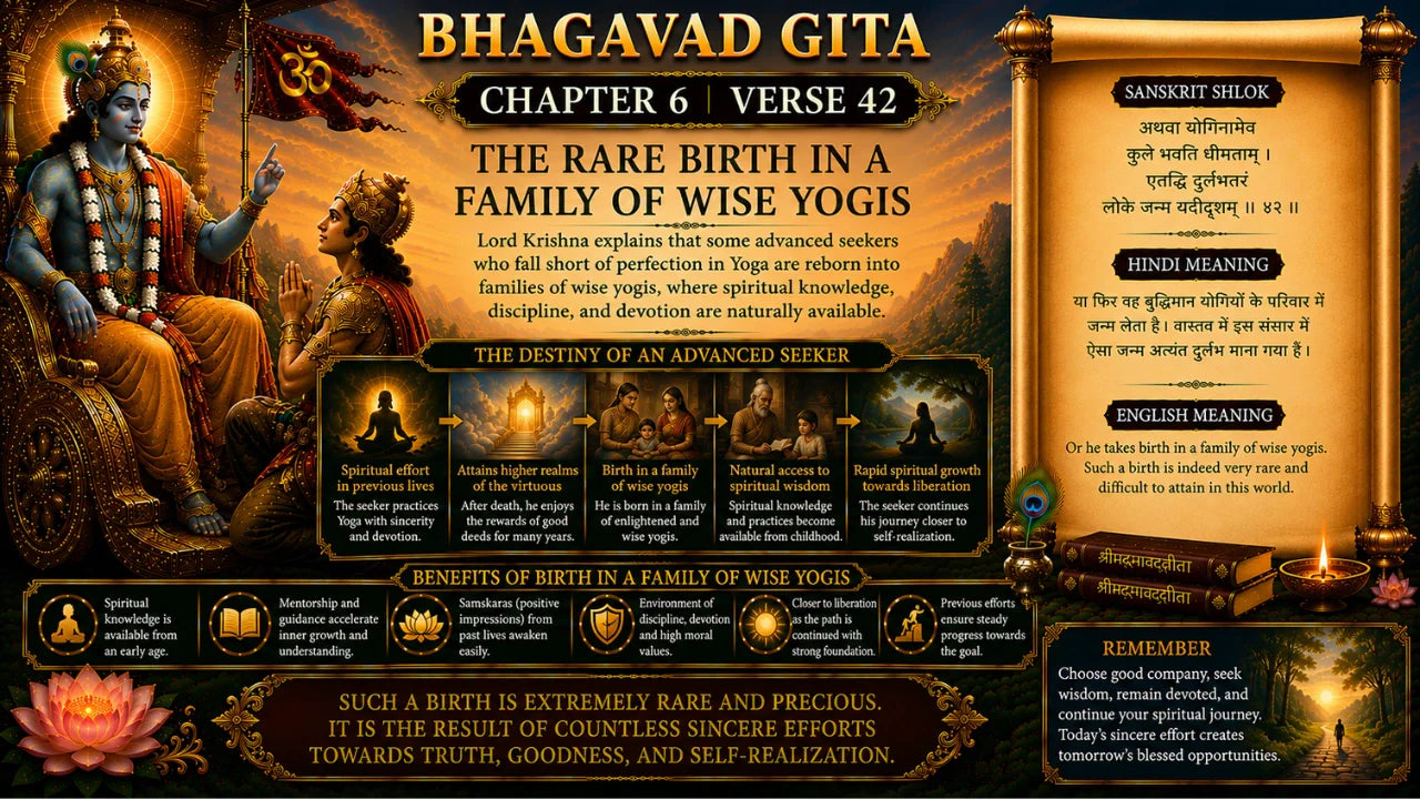 Bhagavad Gita Chapter 6 Verse 42 Meaning in Hindi & English