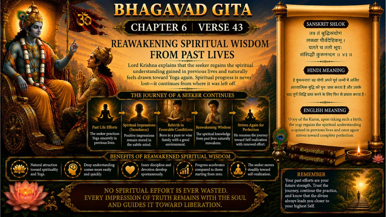 Bhagavad Gita Chapter 6 Verse 43 Meaning in Hindi & English