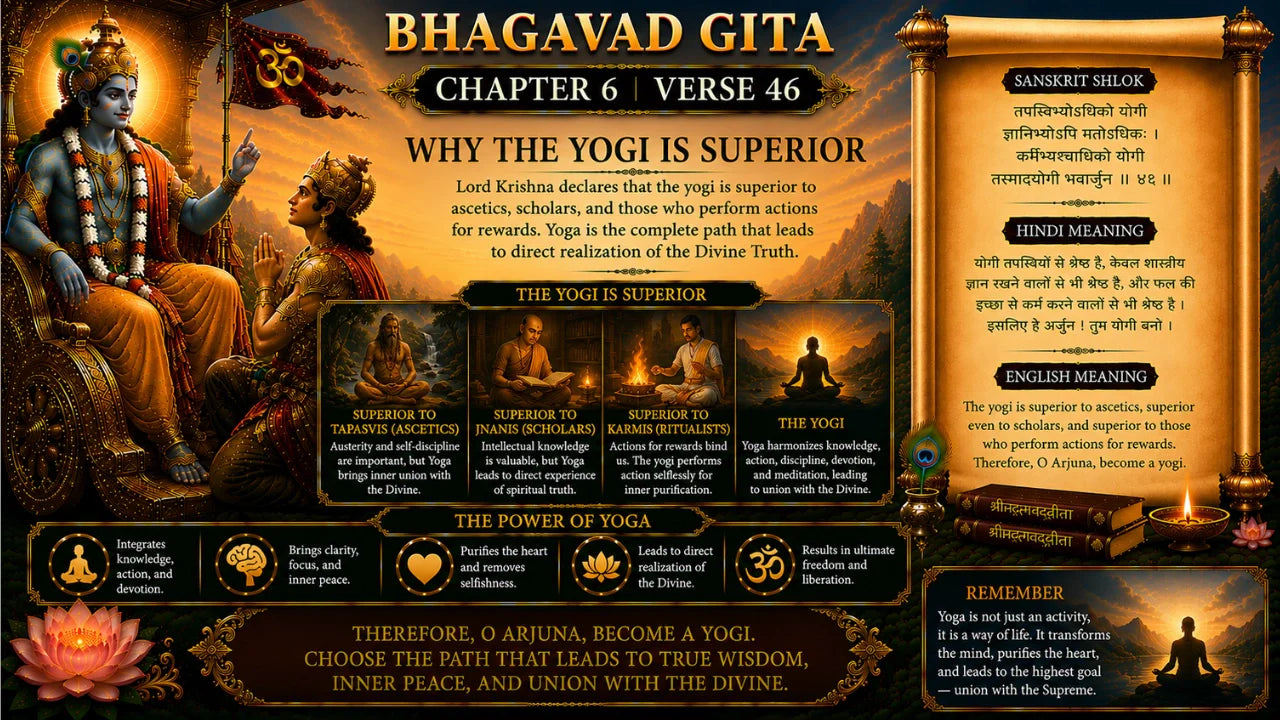 Bhagavad Gita Chapter 6 Verse 46 Meaning in Hindi & English