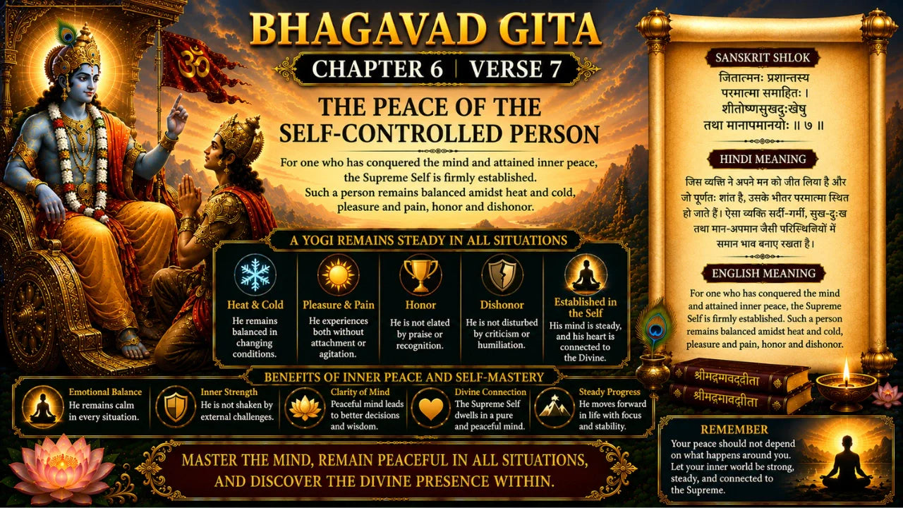 Bhagavad Gita Chapter 6 Verse 7 Meaning in Hindi & English