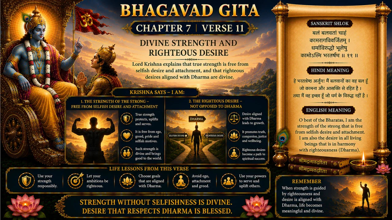 Bhagavad Gita Chapter 7 Verse 11 Meaning in Hindi & English