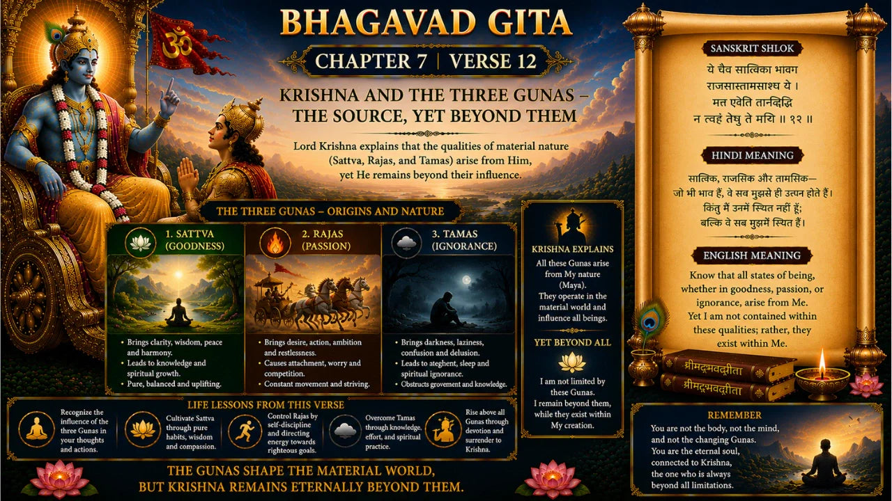 Bhagavad Gita Chapter 7 Verse 12 Meaning in Hindi & English