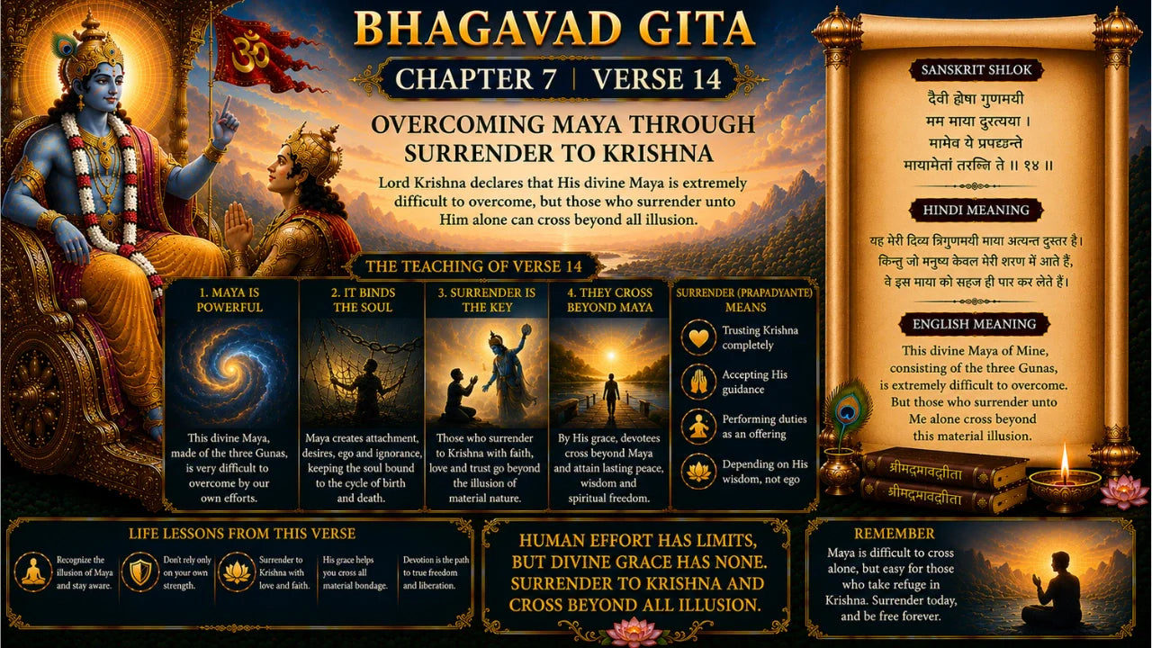 Bhagavad Gita Chapter 7 Verse 14 Meaning in Hindi & English