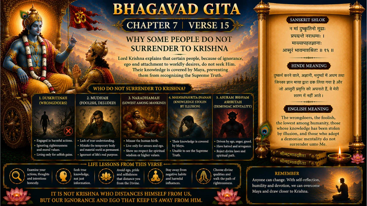 Bhagavad Gita Chapter 7 Verse 15 Meaning in Hindi & English