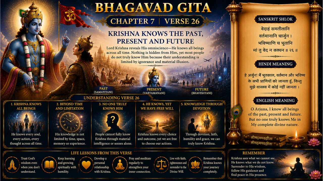 Bhagavad Gita Chapter 7 Verse 26 Meaning in Hindi & English