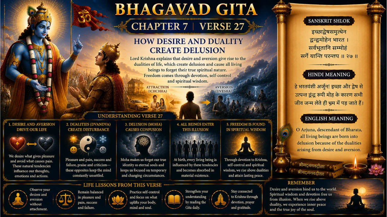 Bhagavad Gita Chapter 7 Verse 27 Meaning in Hindi & English