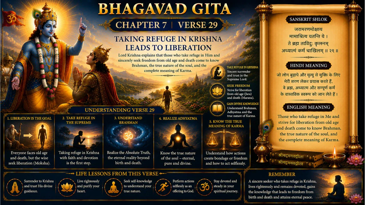 Bhagavad Gita Chapter 7 Verse 29 Meaning in Hindi & English
