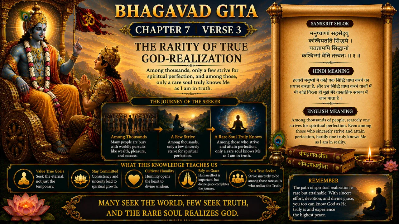 Bhagavad Gita Chapter 7 Verse 3 Meaning in Hindi & English