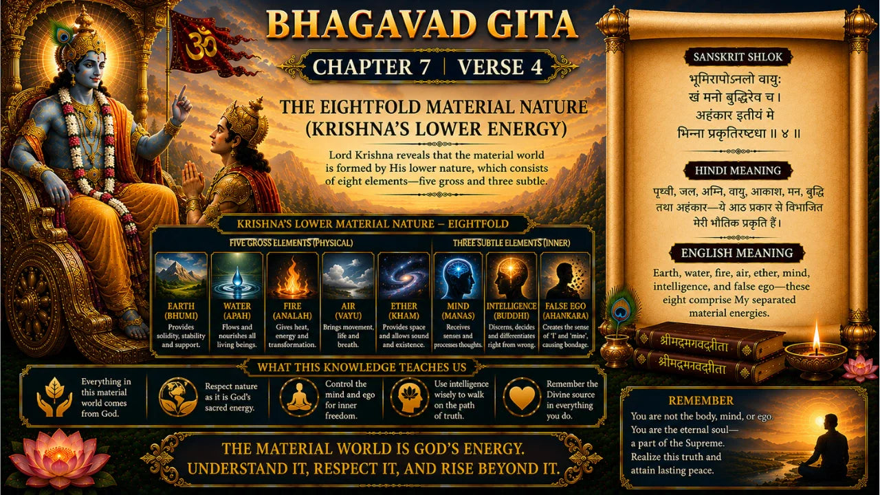 Bhagavad Gita Chapter 7 Verse 4 Meaning in Hindi & English