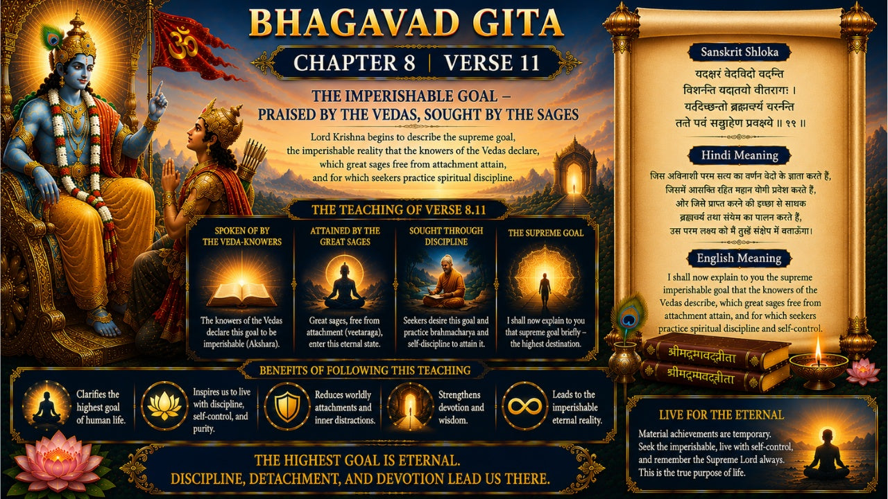 Bhagavad Gita Chapter 8 Verse 11 Meaning in Hindi & English