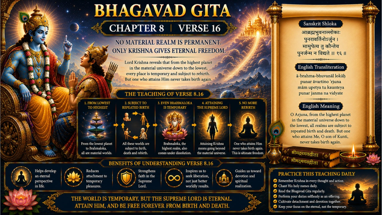 Bhagavad Gita Chapter 8 Verse 16 Meaning in Hindi & English