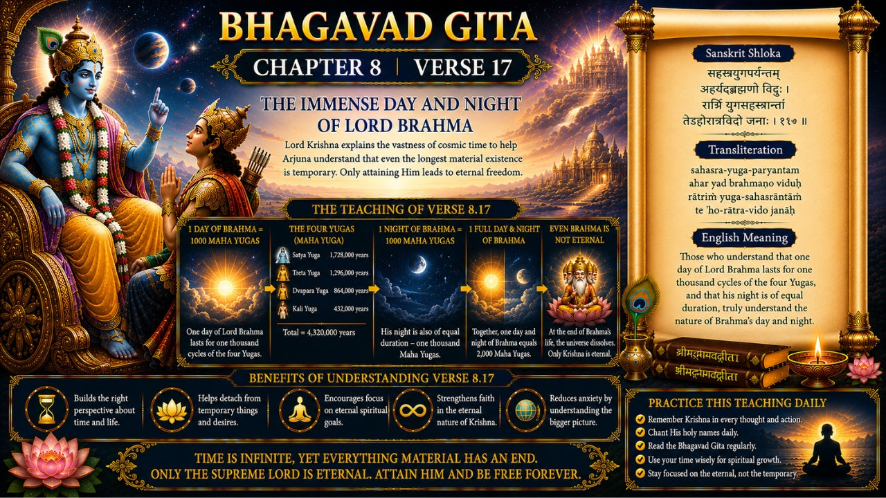 Bhagavad Gita Chapter 8 Verse 17 Meaning in Hindi & English