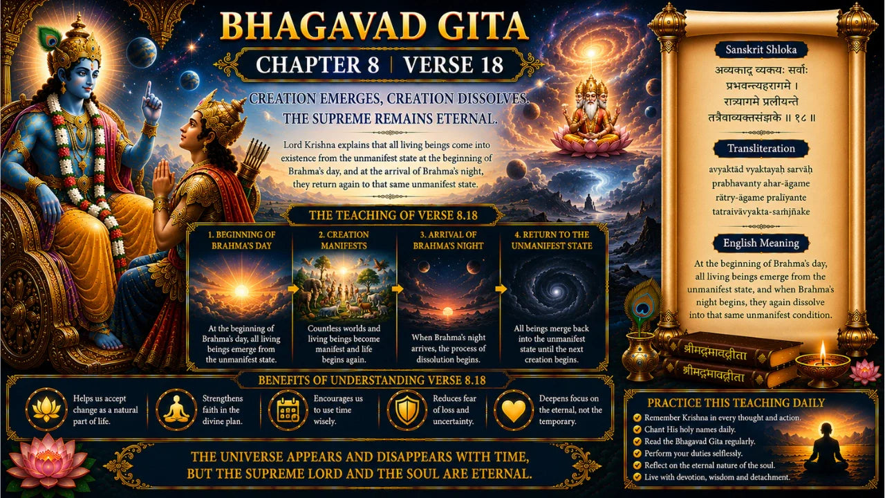 Bhagavad Gita Chapter 8 Verse 18 Meaning in Hindi & English