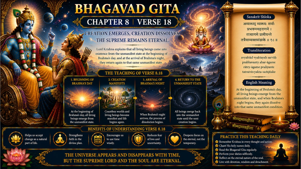 Bhagavad Gita Chapter 8 Verse 18 Meaning in Hindi & English