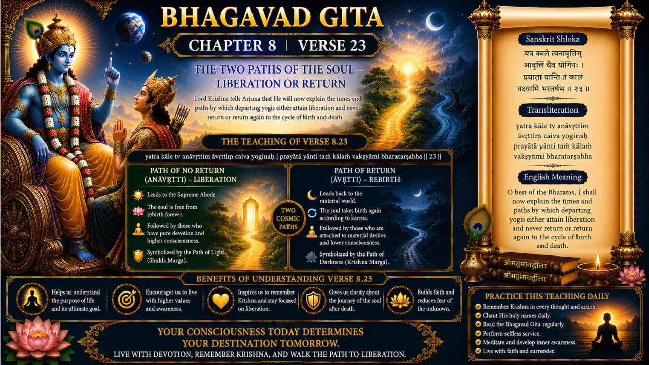 Bhagavad Gita Chapter 8 Verse 23 Meaning in Hindi & English