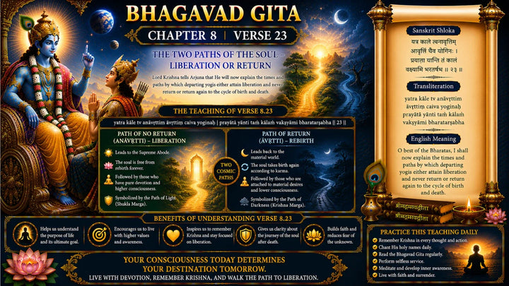 Bhagavad Gita Chapter 8 Verse 23 Meaning in Hindi & English