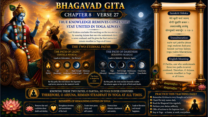 Bhagavad Gita Chapter 8 Verse 27 Meaning in Hindi & English