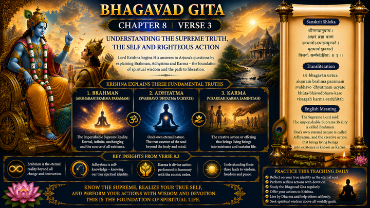 Bhagavad Gita Chapter 8 Verse 3 Meaning in Hindi & English