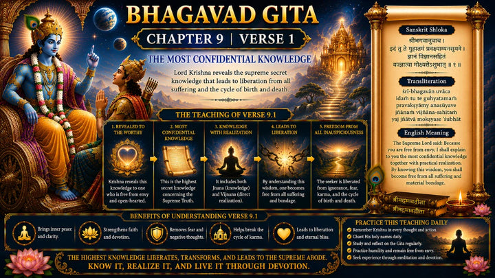 Bhagavad Gita Chapter 9 Verse 1 Meaning in Hindi & English