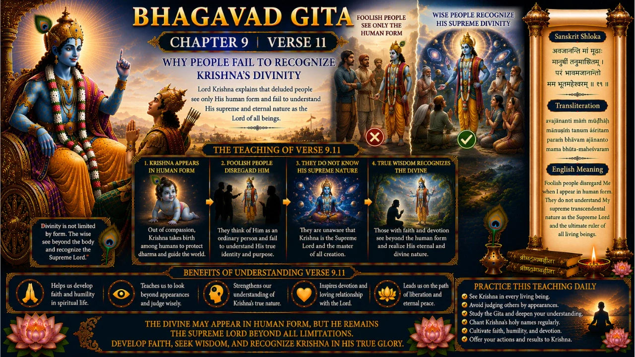 Bhagavad Gita Chapter 9 Verse 11 Meaning in Hindi & English