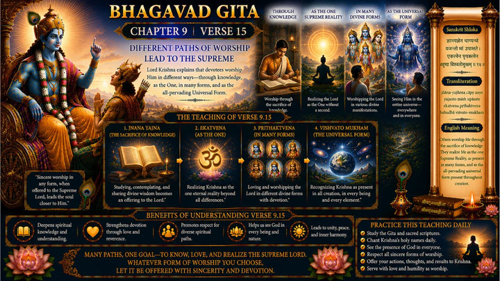 Bhagavad Gita Chapter 9 Verse 15 Meaning in Hindi & English