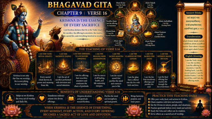 Bhagavad Gita Chapter 9 Verse 16 Meaning in Hindi & English