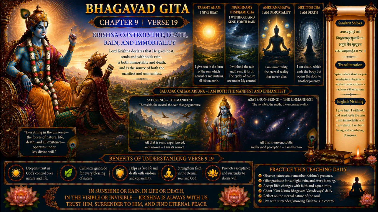 Bhagavad Gita Chapter 9 Verse 19 Meaning in Hindi & English