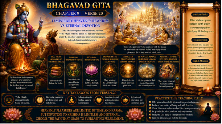 Bhagavad Gita Chapter 9 Verse 20 Meaning in Hindi & English