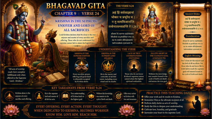 Bhagavad Gita Chapter 9 Verse 24 Meaning in Hindi & English
