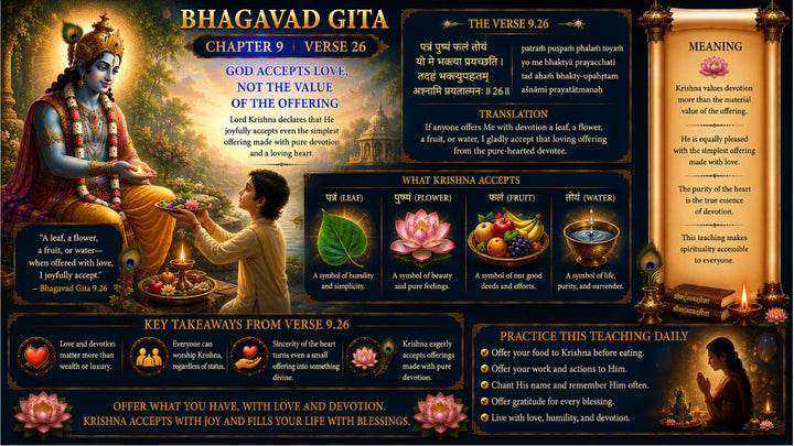 Bhagavad Gita Chapter 9 Verse 26 Meaning in Hindi & English