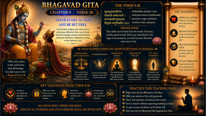 Bhagavad Gita Chapter 9 Verse 28 Meaning in Hindi & English
