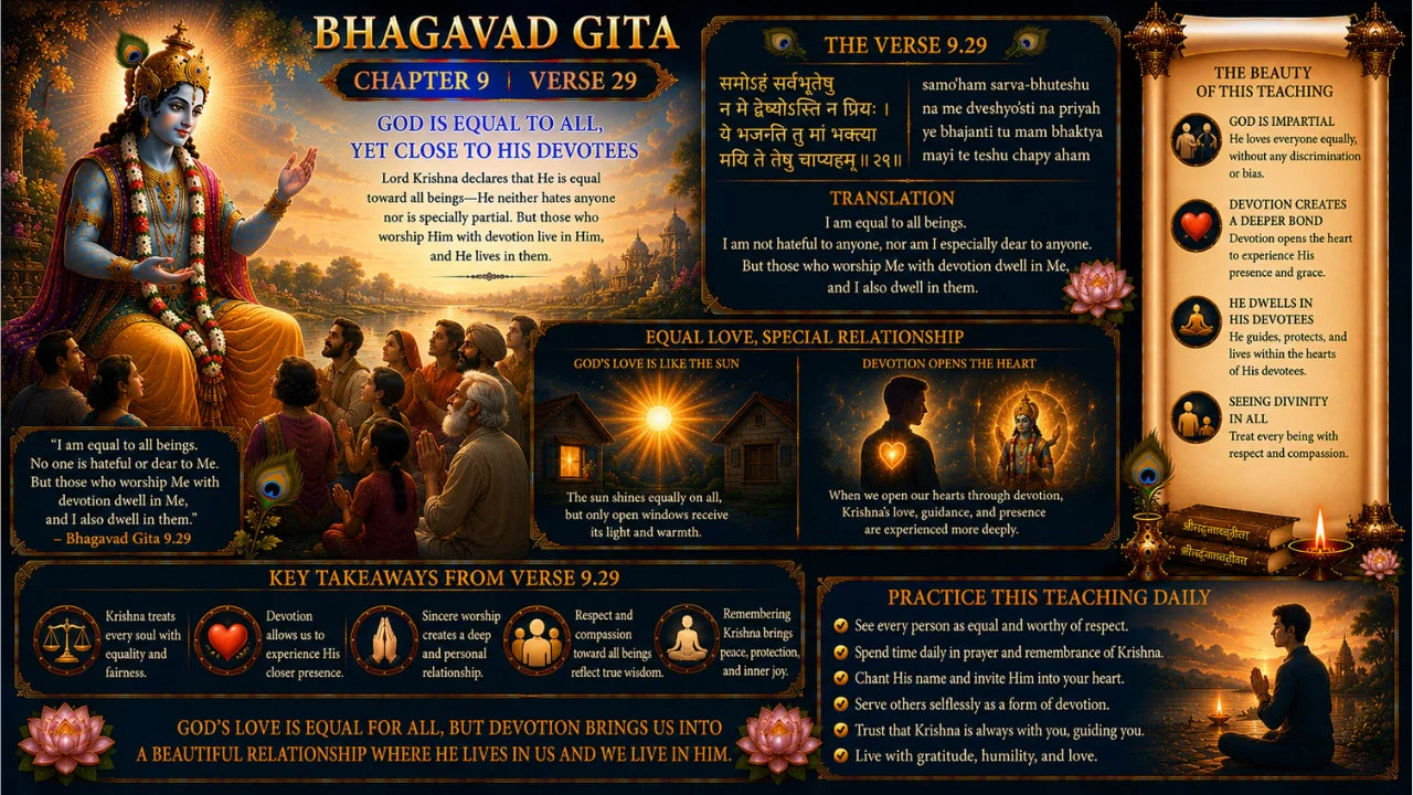 Bhagavad Gita Chapter 9 Verse 29 Meaning in Hindi & English