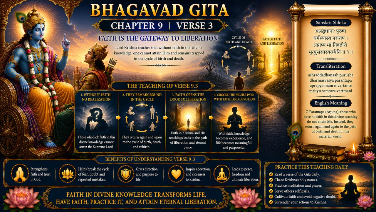 Bhagavad Gita Chapter 9 Verse 3 Meaning in Hindi & English