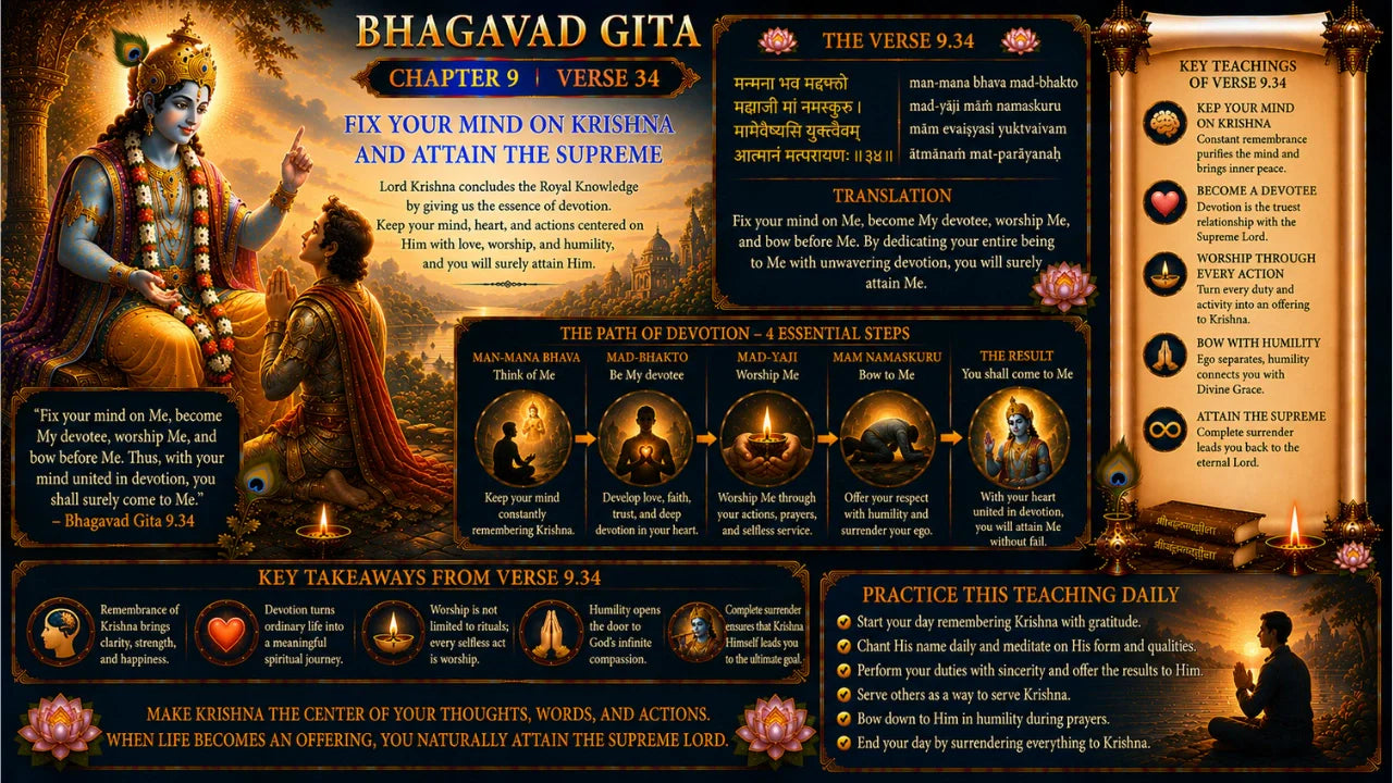 Bhagavad Gita Chapter 9 Verse 34 Meaning in Hindi & English