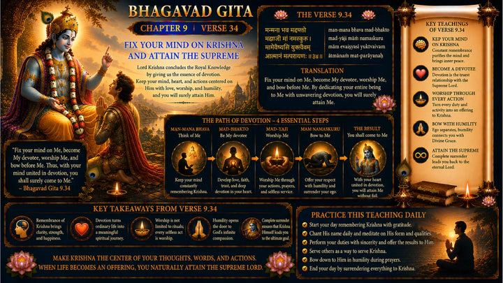 Bhagavad Gita Chapter 9 Verse 34 Meaning in Hindi & English